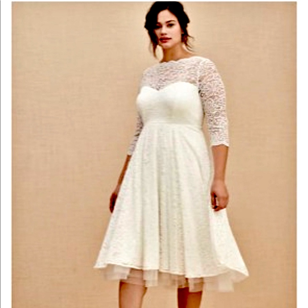 WHITE LACE TEA LENGTH WEDDING DRESS FROM TORRID